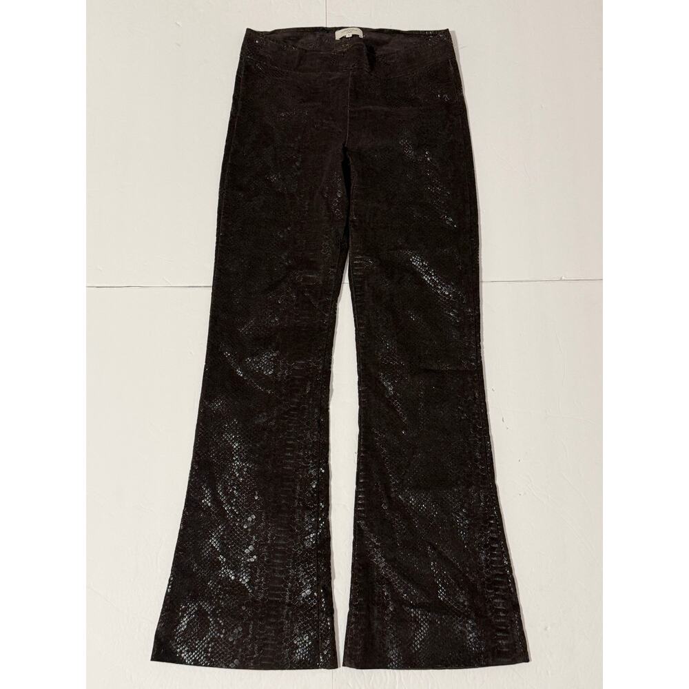 Avenue Montaigne Bellini Snakeskin Velvet Flare Pull-On Pants, Size 6